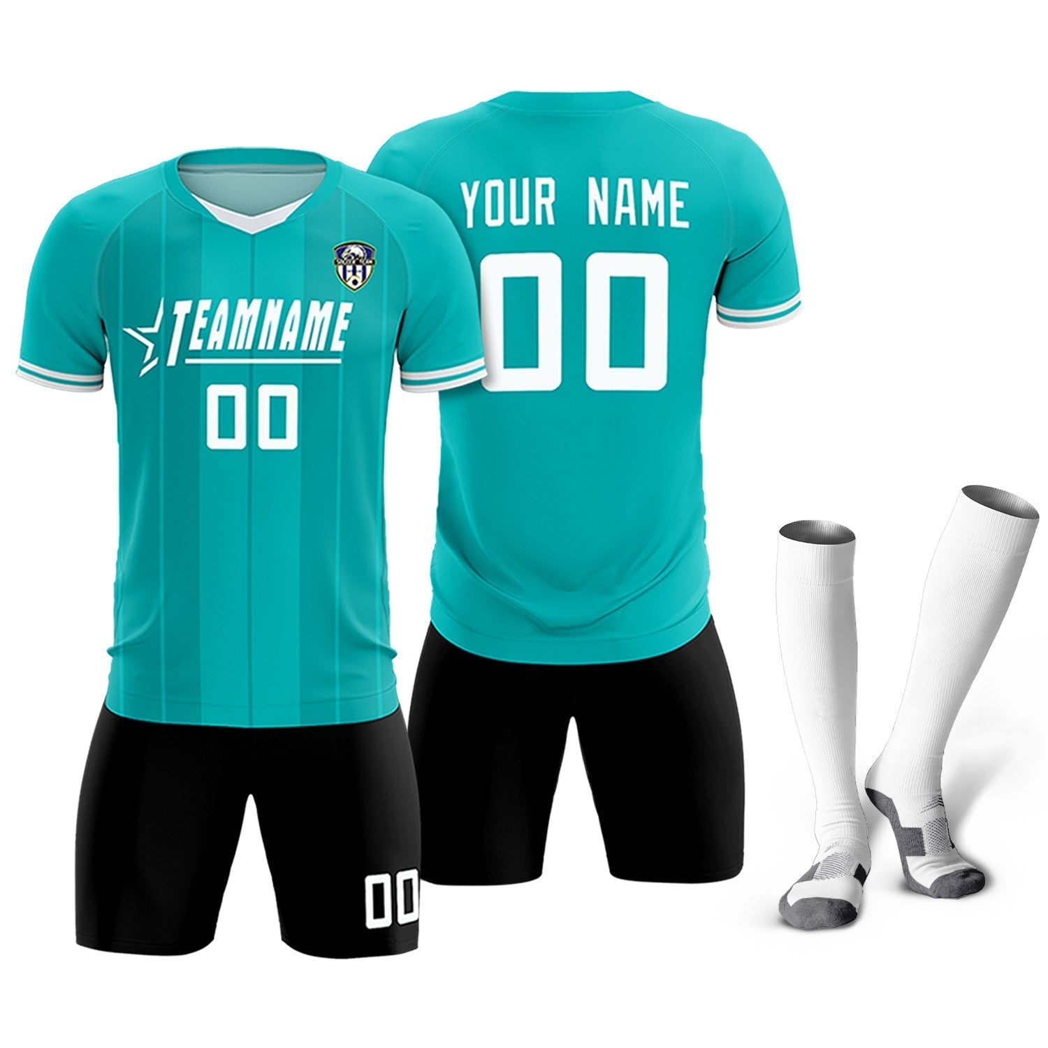 Custom Green Classic Striped Personalized Soccer Tops/Sets Jersey