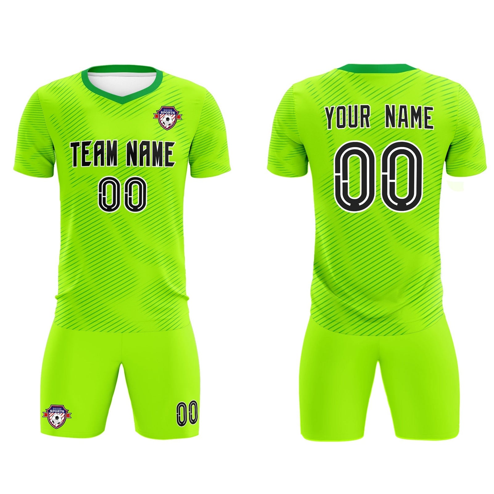 Custom Neon Green Kelly Green Training Uniform For Men Soccer Sets Jersey