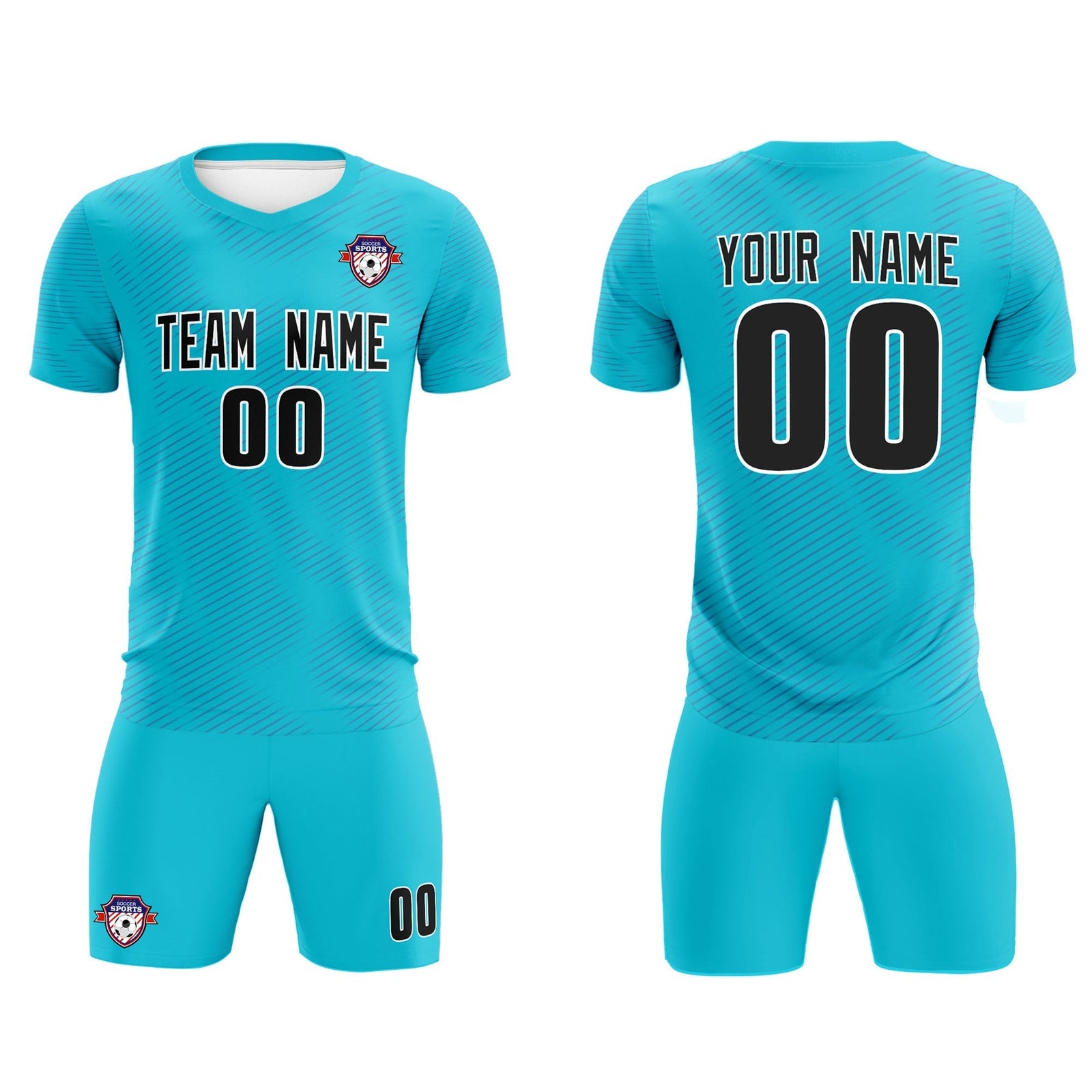 Custom Sky Blue Royal Training Uniform For Men Soccer Sets Jersey