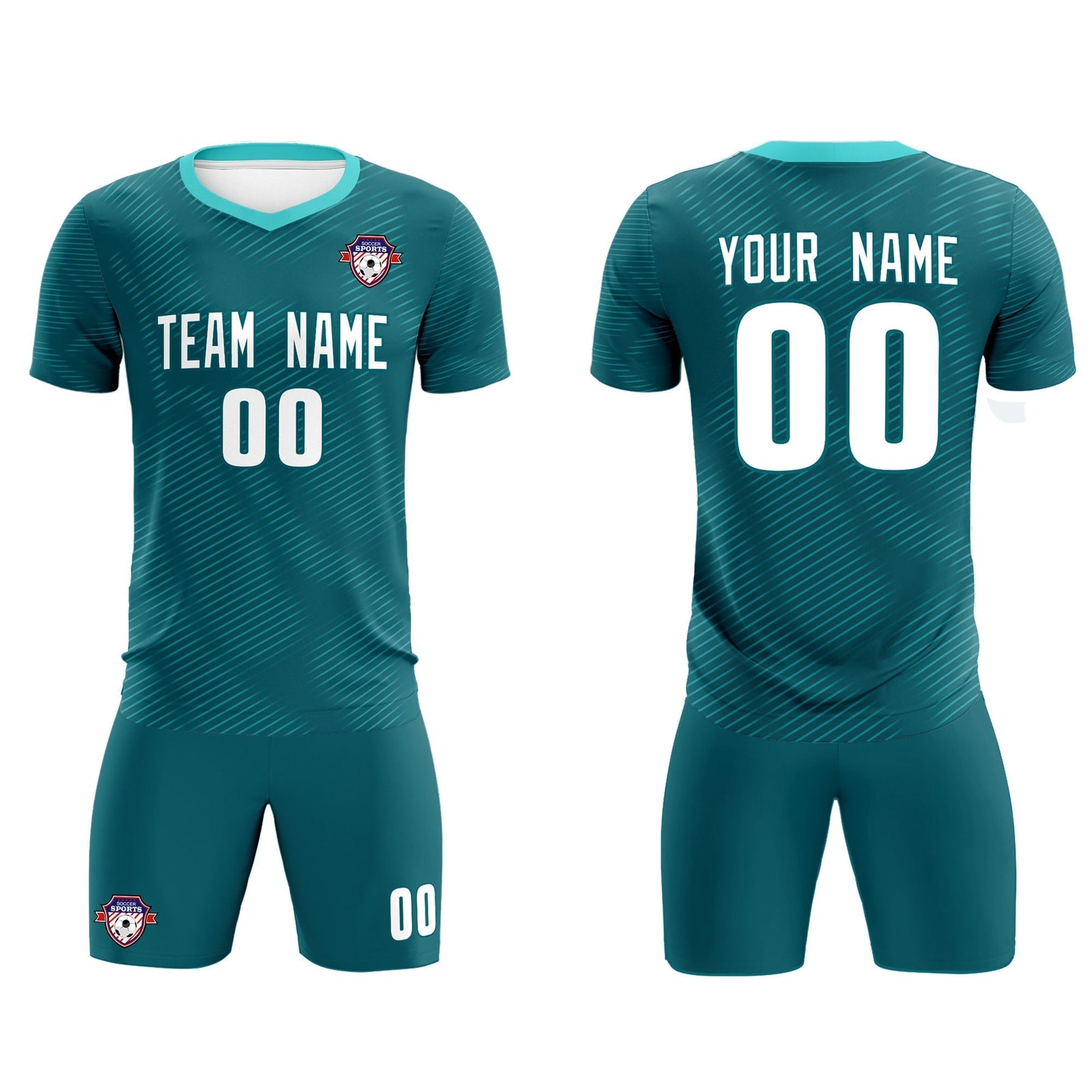 Custom Aqua Aqua Training Uniform For Men Soccer Sets Jersey