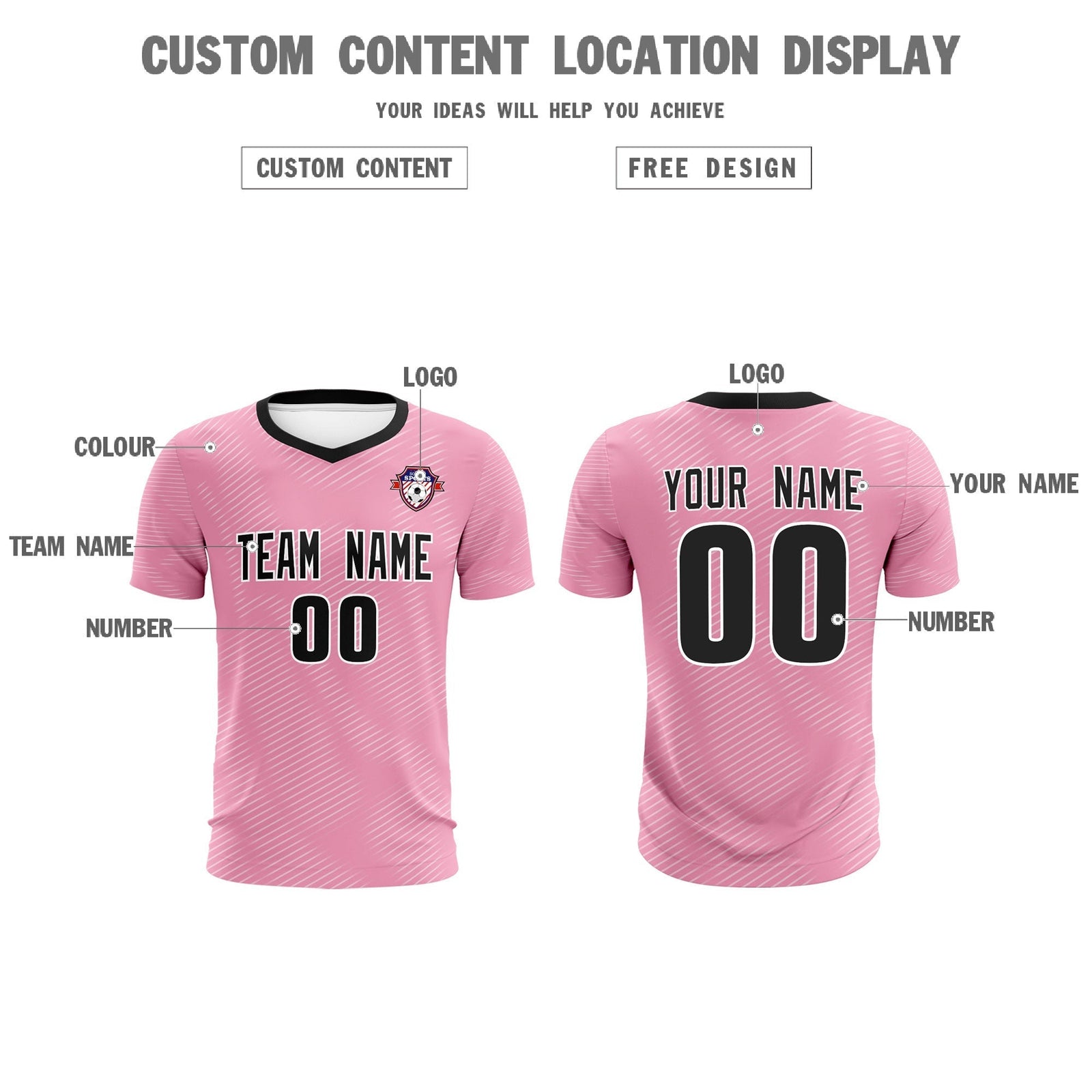 Custom Light Pink White Training Uniform For Men Soccer Sets Jersey