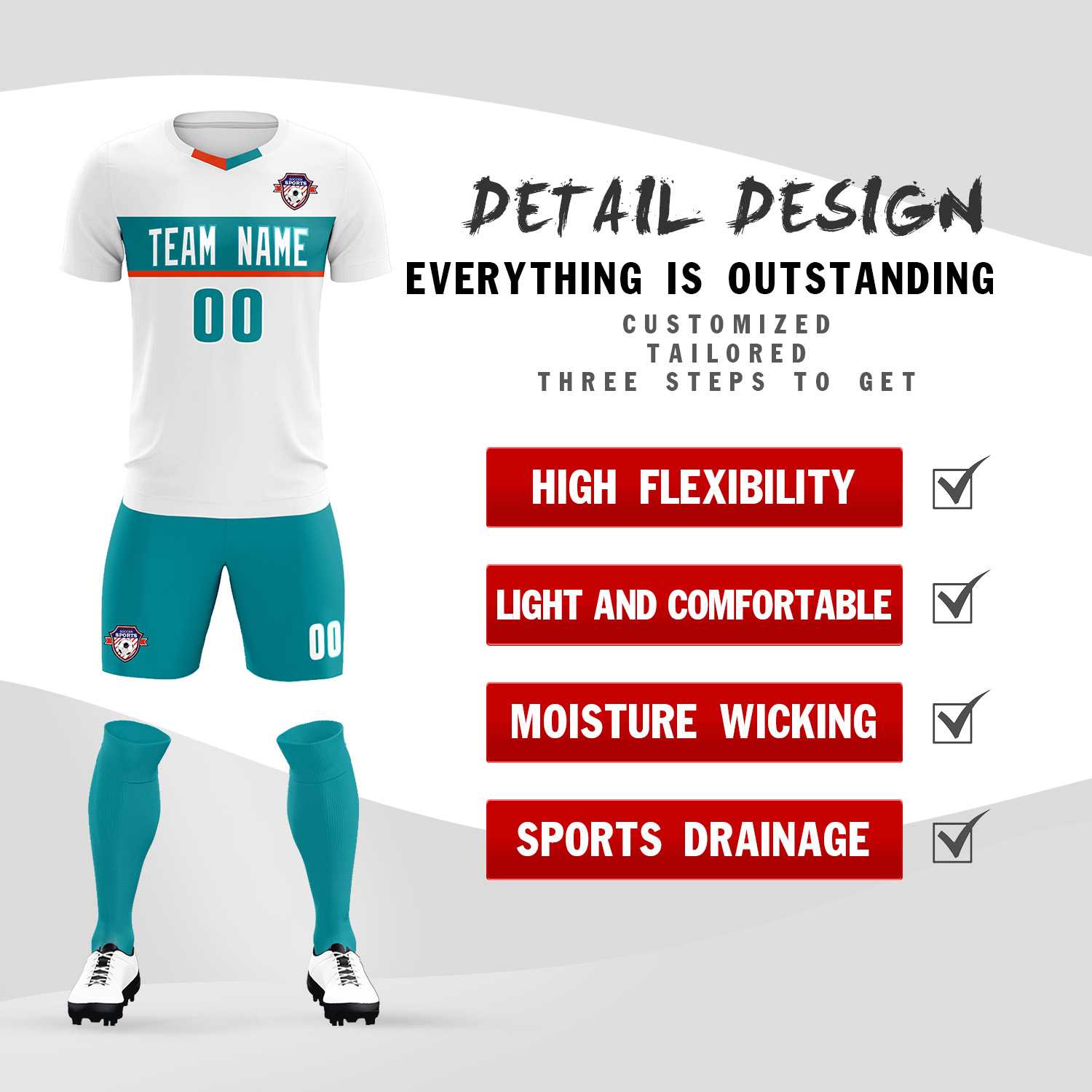 Custom White Classic Sports Sets Soccer Shirt Jersey