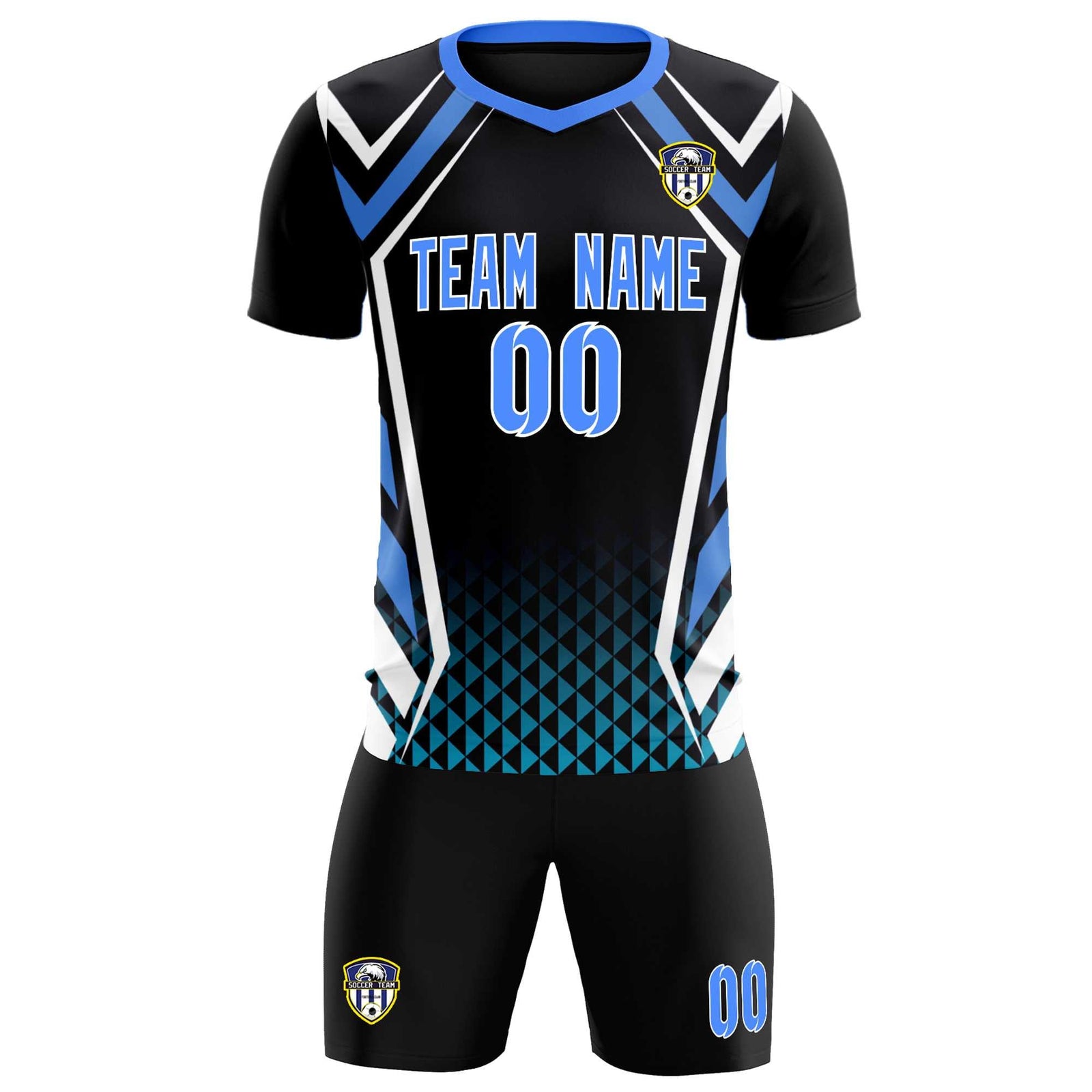Custom Black Abstract Breathable Soccer Tops/Sets Jersey