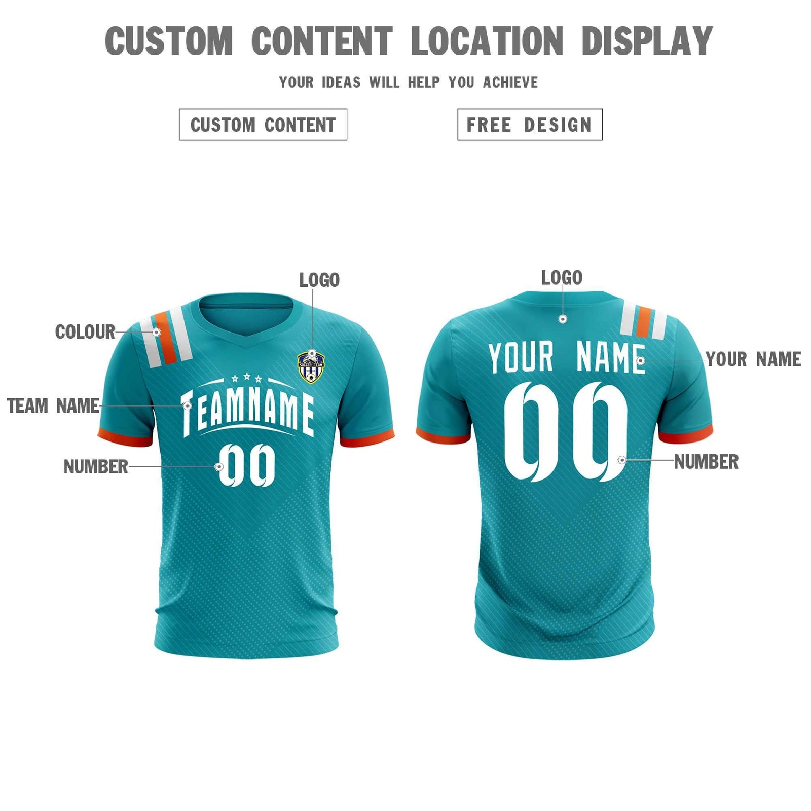 Custom Aqua Striped Sportswear Soccer Tops/Sets Jersey For Adults