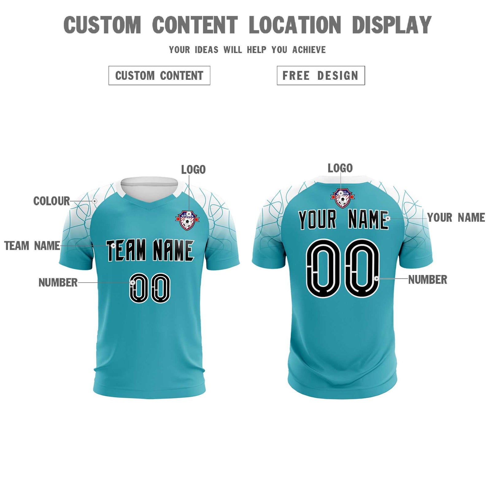 Custom Aqua Classic Soccer Training Sets Jersey For Adults/Kids