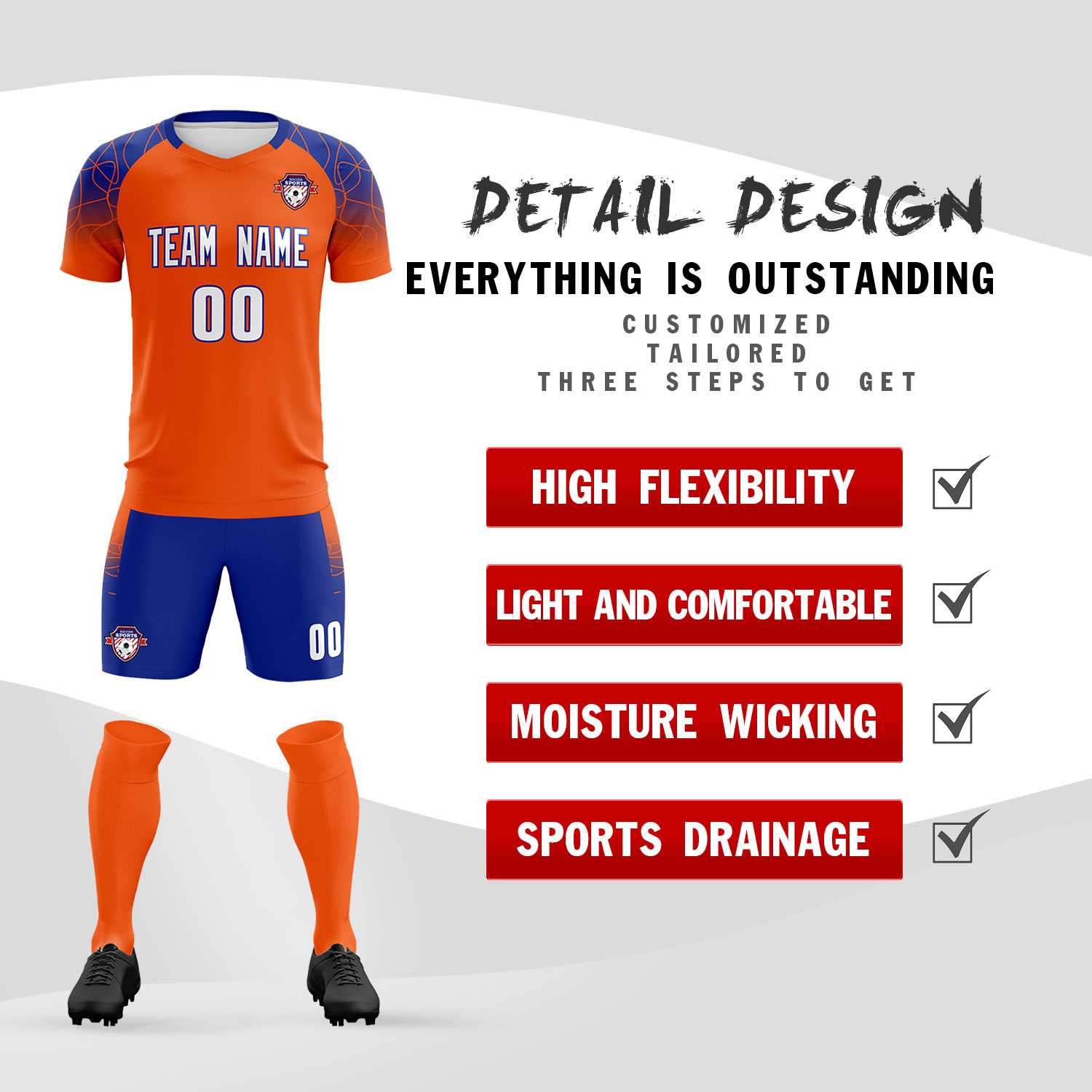 Custom Orange Classic Soccer Training Sets Jersey For Adults/Kids