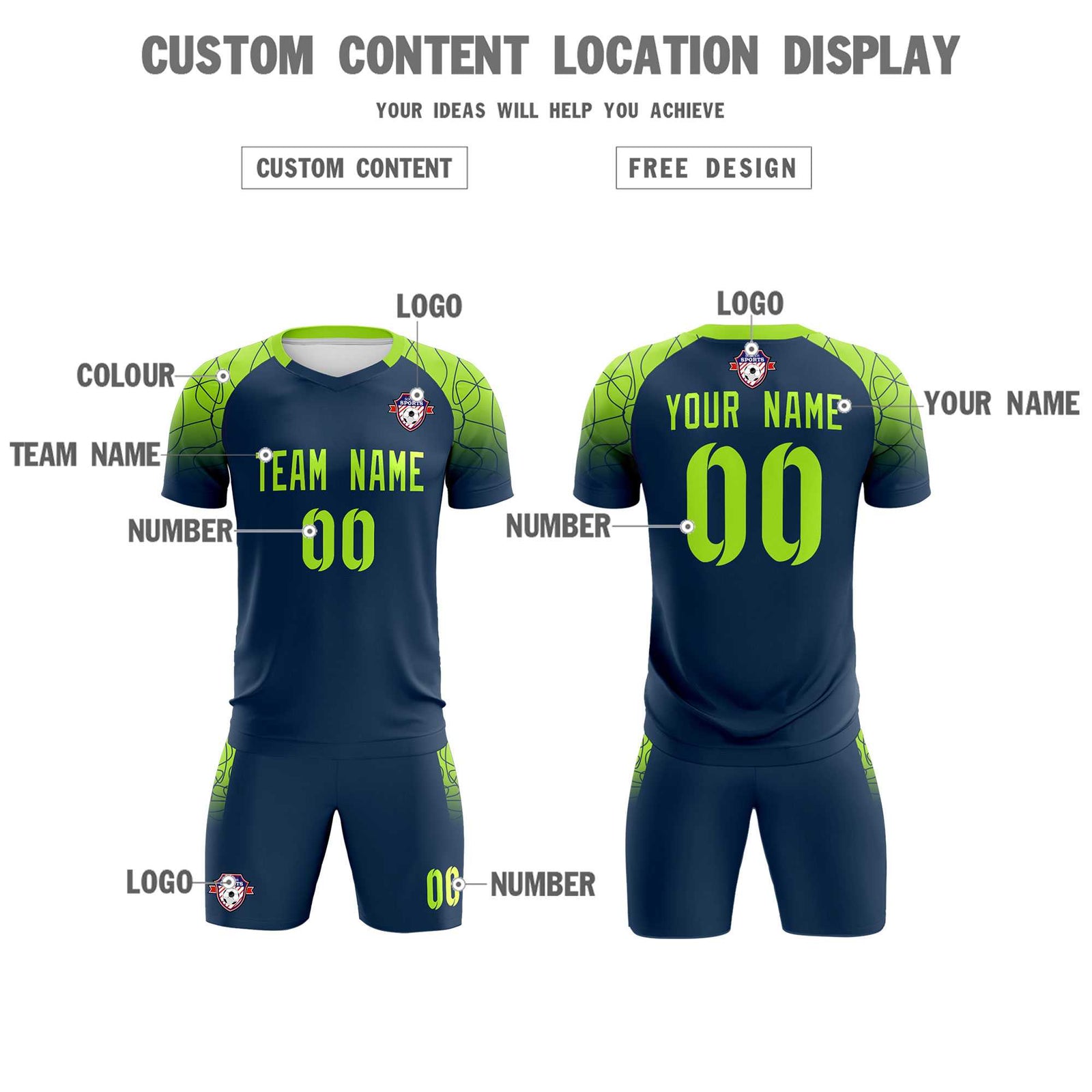 Custom Midnight Blue Classic Soccer Training Sets Jersey For Adults/Kids