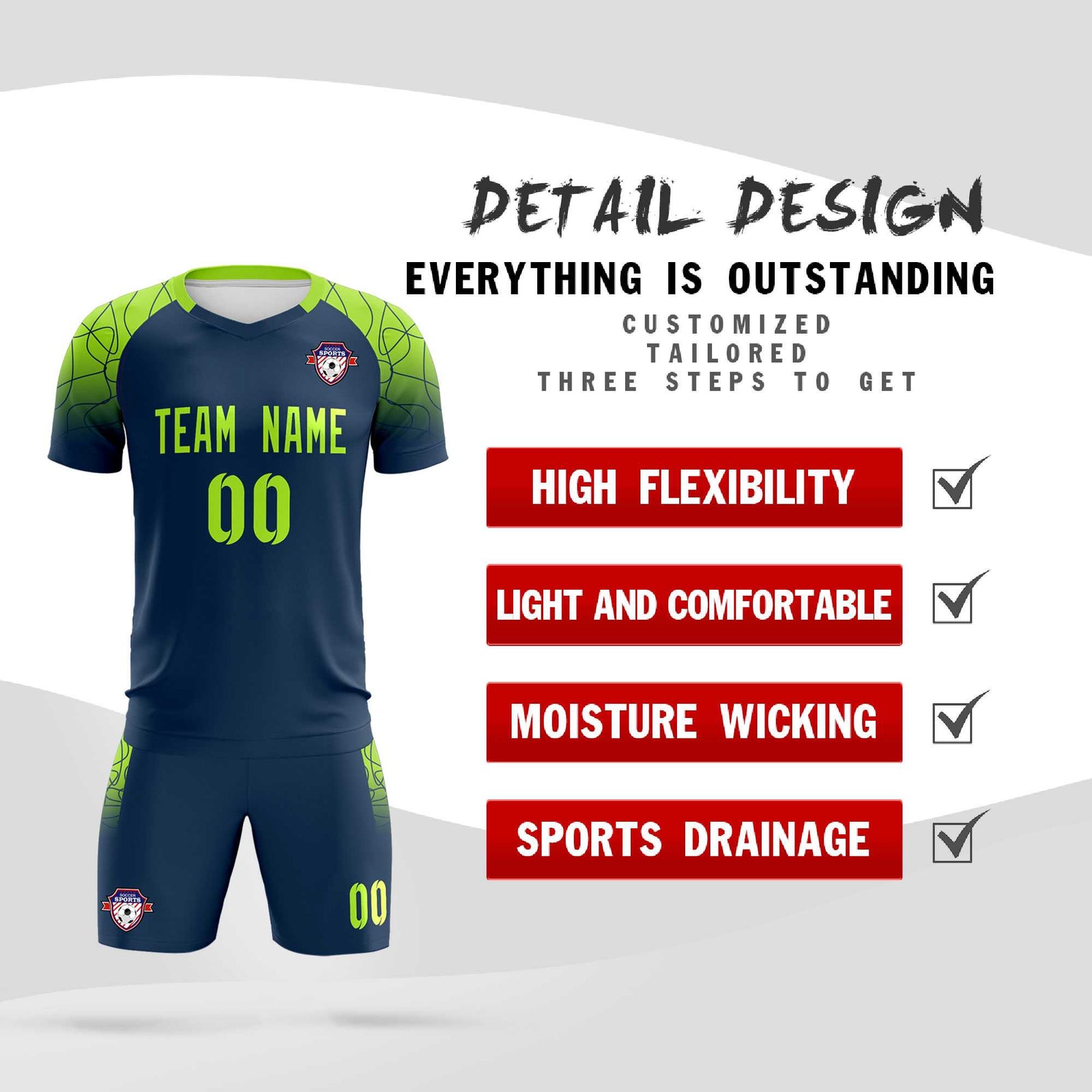 Custom Midnight Blue Classic Soccer Training Sets Jersey For Adults/Kids