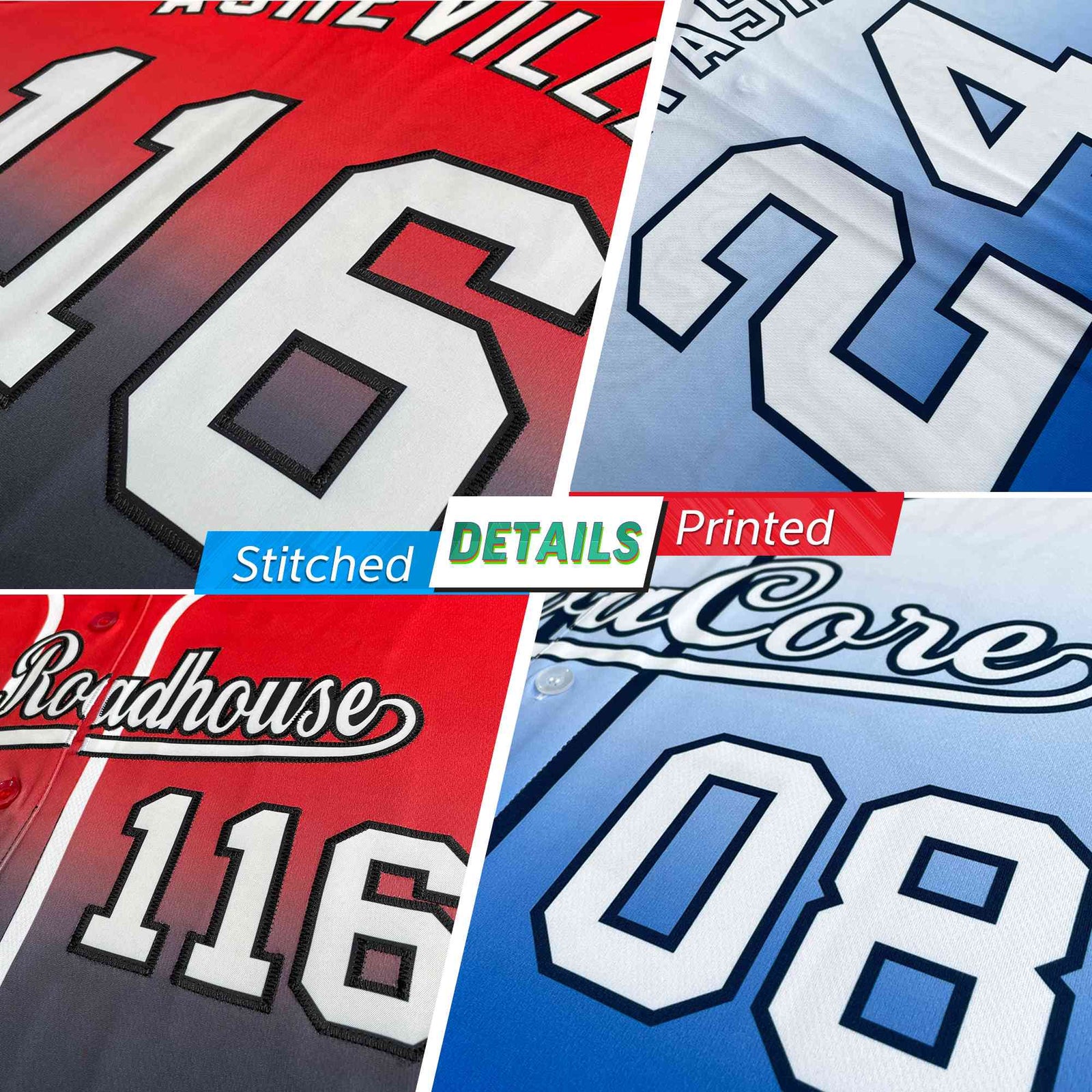 Custom Red Black White-Red Gradient Fashion Authentic Two-Button Softball Jersey