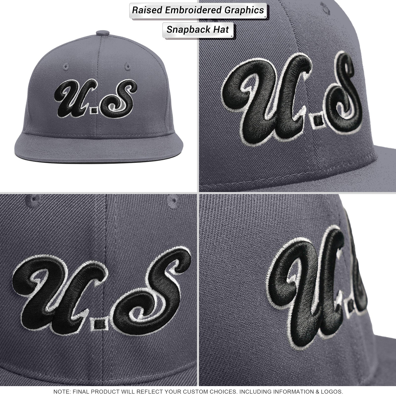 Custom Royal White-Light Blue 3D Puff Embroidery Flat Embroidery Curved Eaves Sport Design Baseball Cap