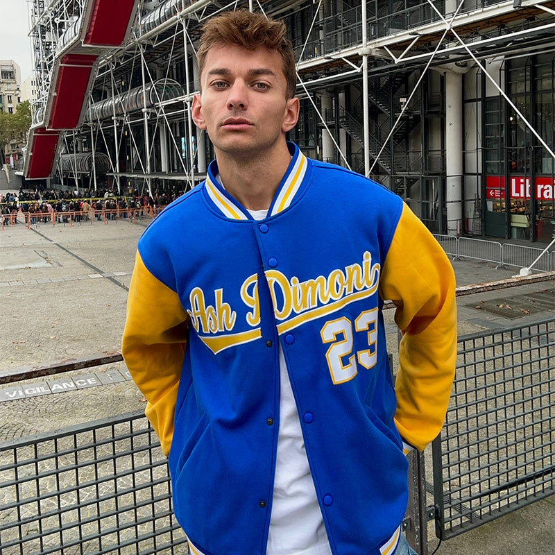 Custom Navy White-Red Letterman Solider Classic Style Varsity Full-Snap Jacket