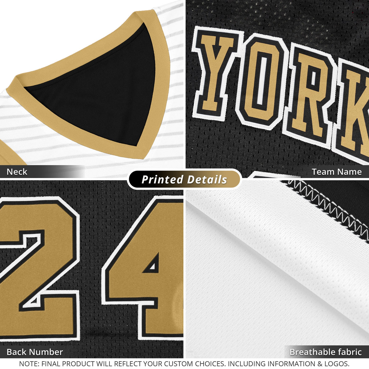 Custom Black White Chest Slash Patttern Double Side Sports Uniform Basketball Jersey