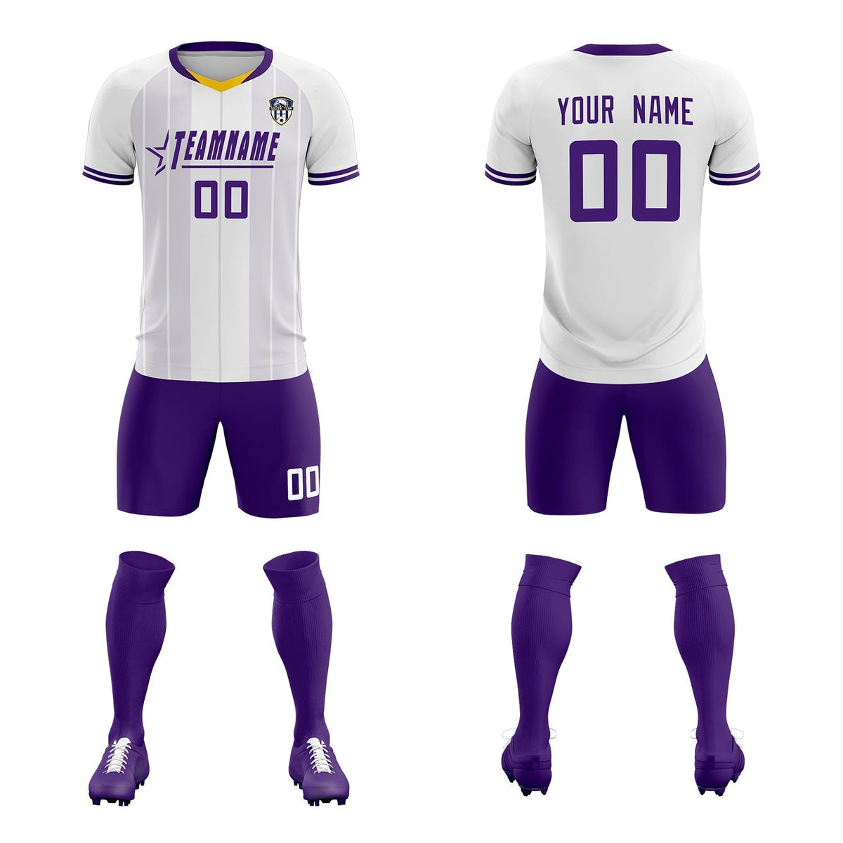 Custom White Classic Striped Personalized Soccer Tops/Sets Jersey