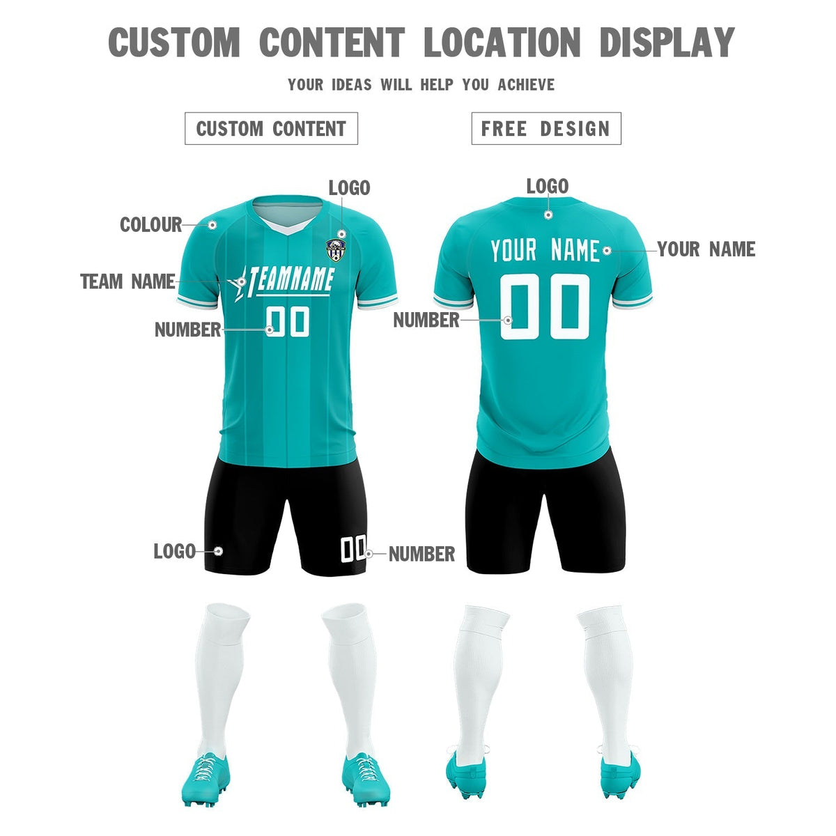 Custom Green Classic Striped Personalized Soccer Tops/Sets Jersey