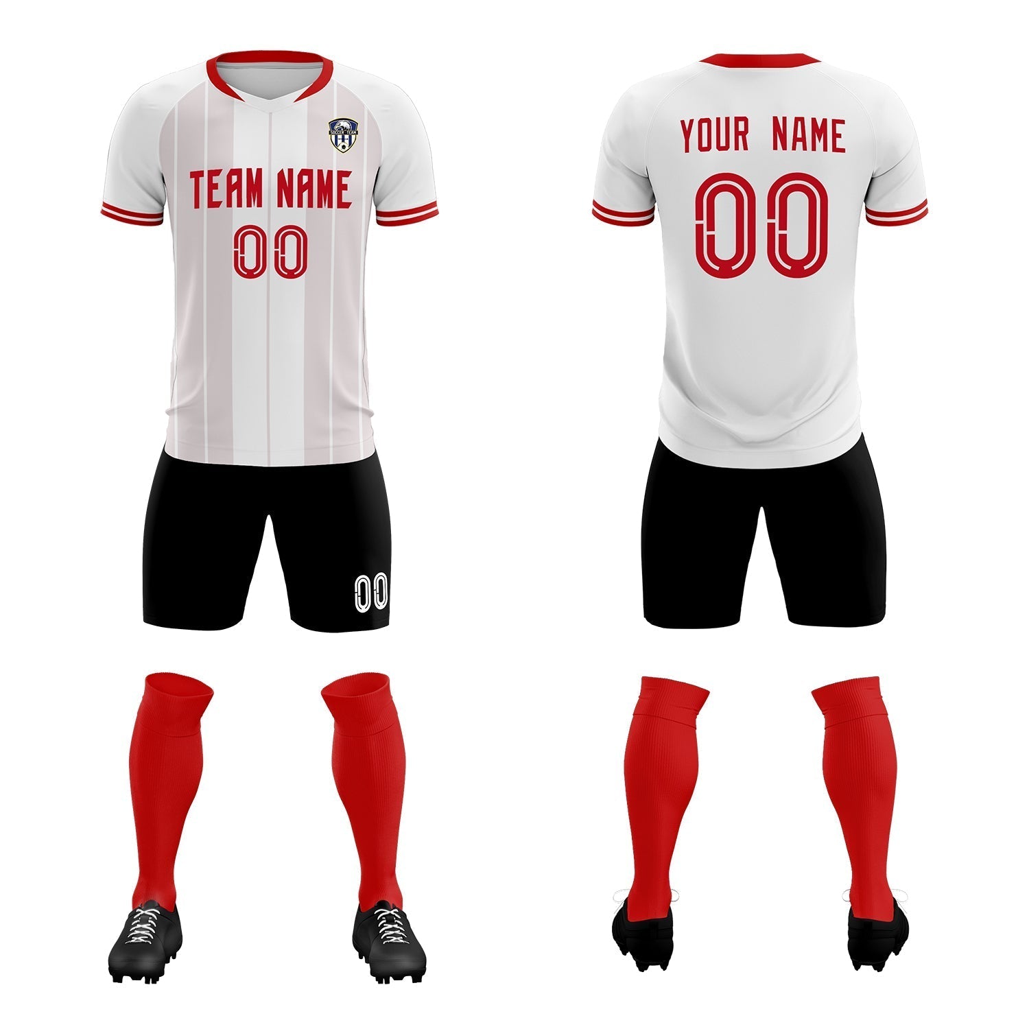 Custom White Classic Striped Personalized Soccer Tops/Sets Jersey