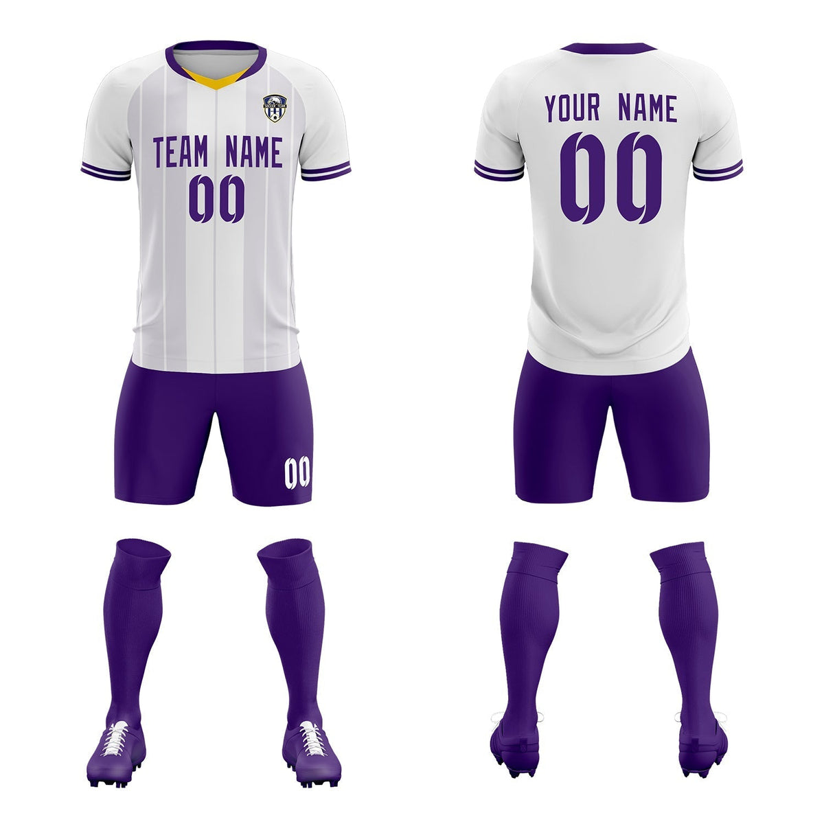 Custom White Classic Striped Personalized Soccer Tops/Sets Jersey