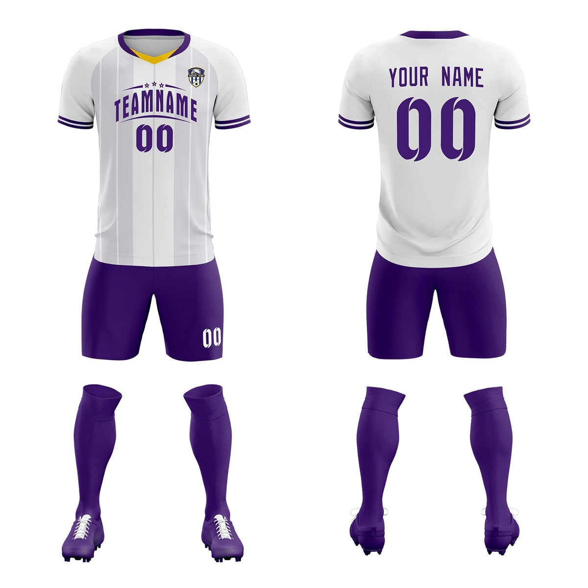 Custom White Classic Striped Personalized Soccer Tops/Sets Jersey