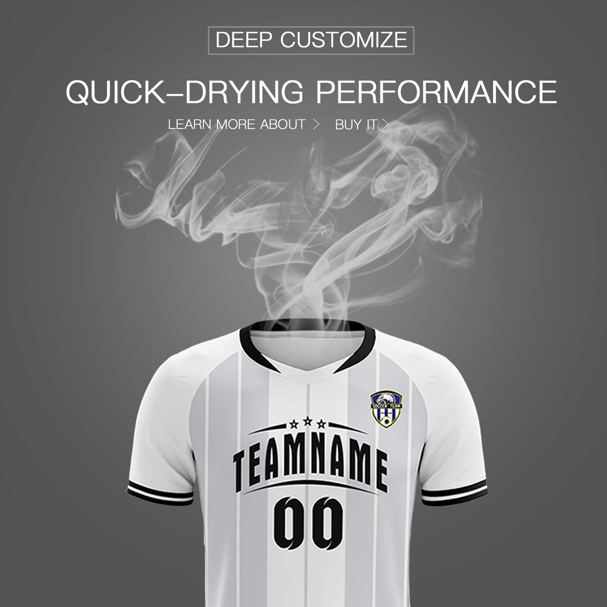 Custom White Classic Striped Personalized Soccer Tops/Sets Jersey