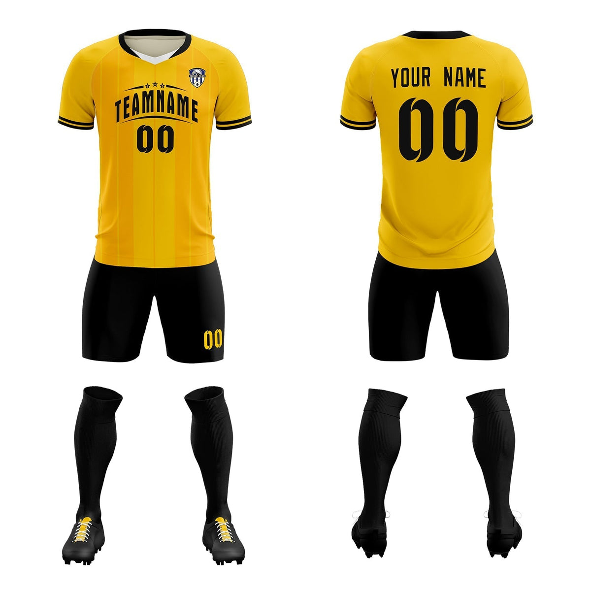 Custom Gold Classic Striped Personalized Soccer Tops/Sets Jersey
