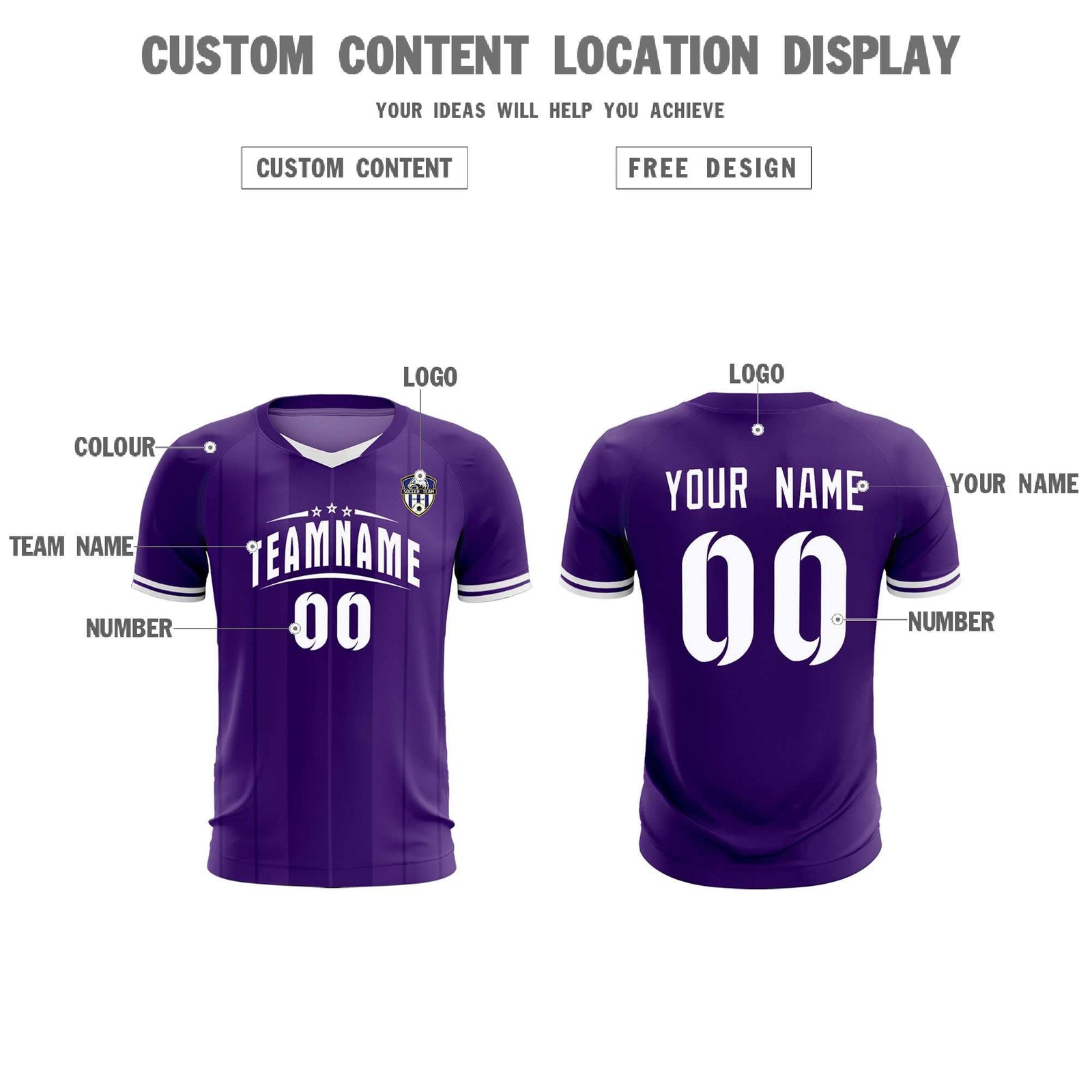 Custom Purple Classic Striped Personalized Soccer Tops/Sets Jersey