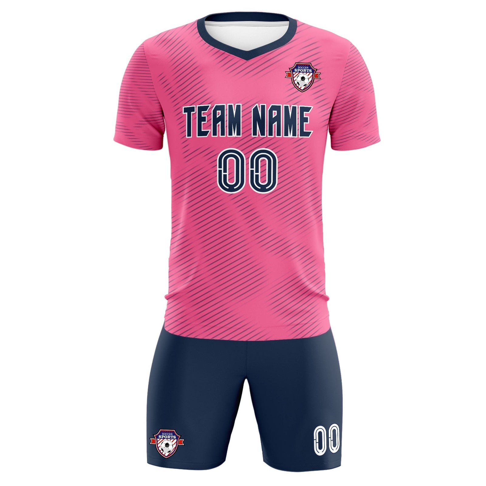 Custom Pink Navy Training Uniform For Men Soccer Sets Jersey