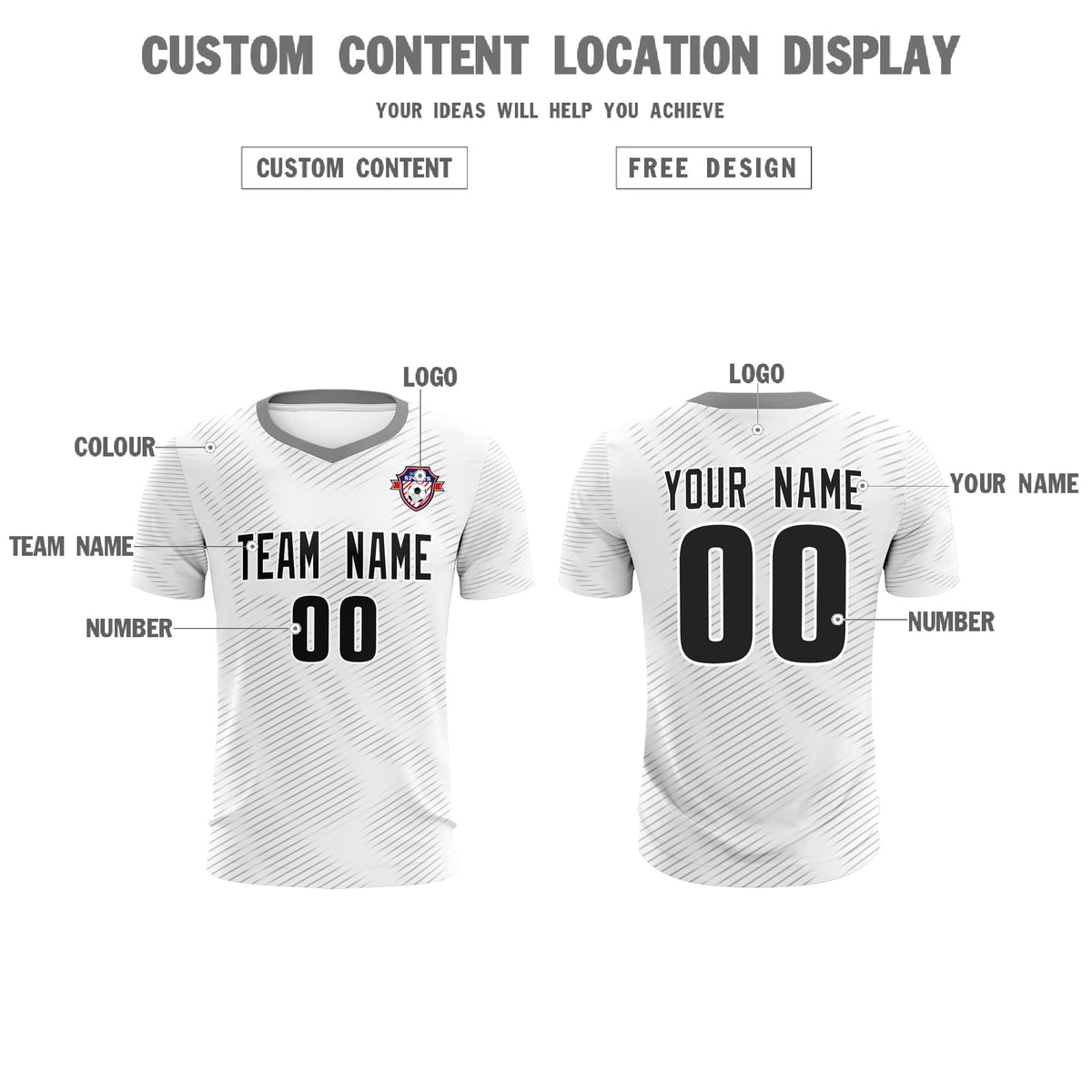 Custom White Gray Training Uniform For Men Soccer Sets Jersey