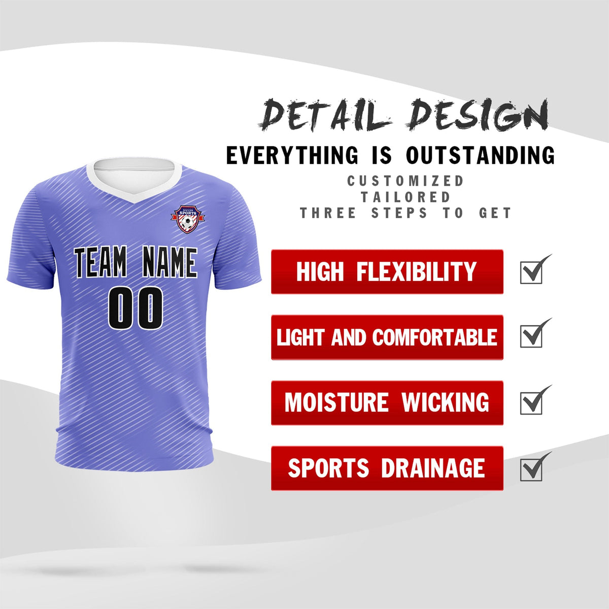 Custom Light Purple White Training Uniform For Men Soccer Sets Jersey