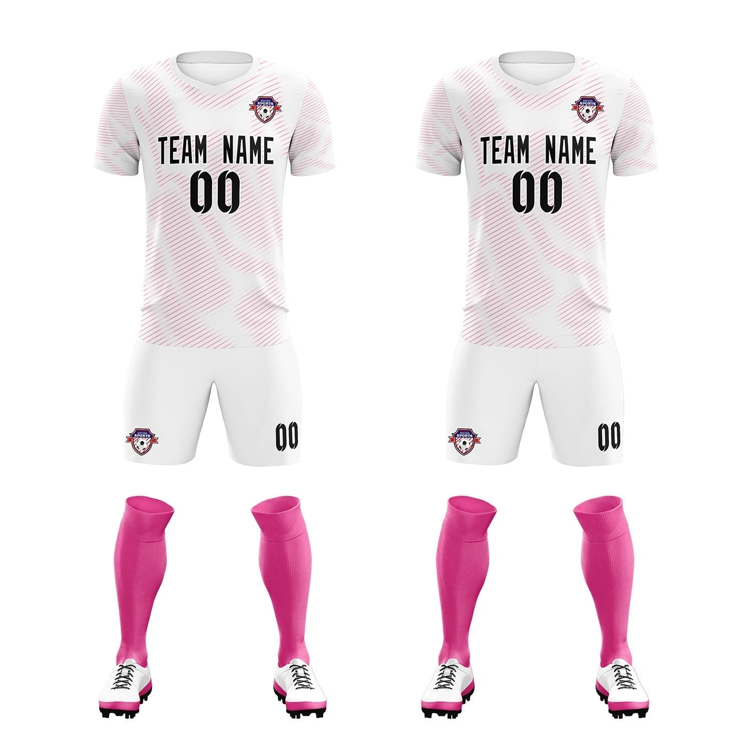 Custom White Pink Training Uniform For Men Soccer Sets Jersey
