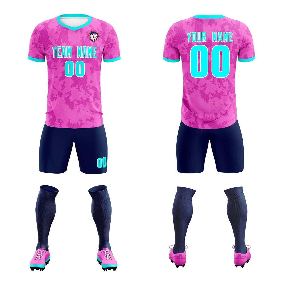 Custom Pink Camo sports Soccer Tops/Sets Jersey