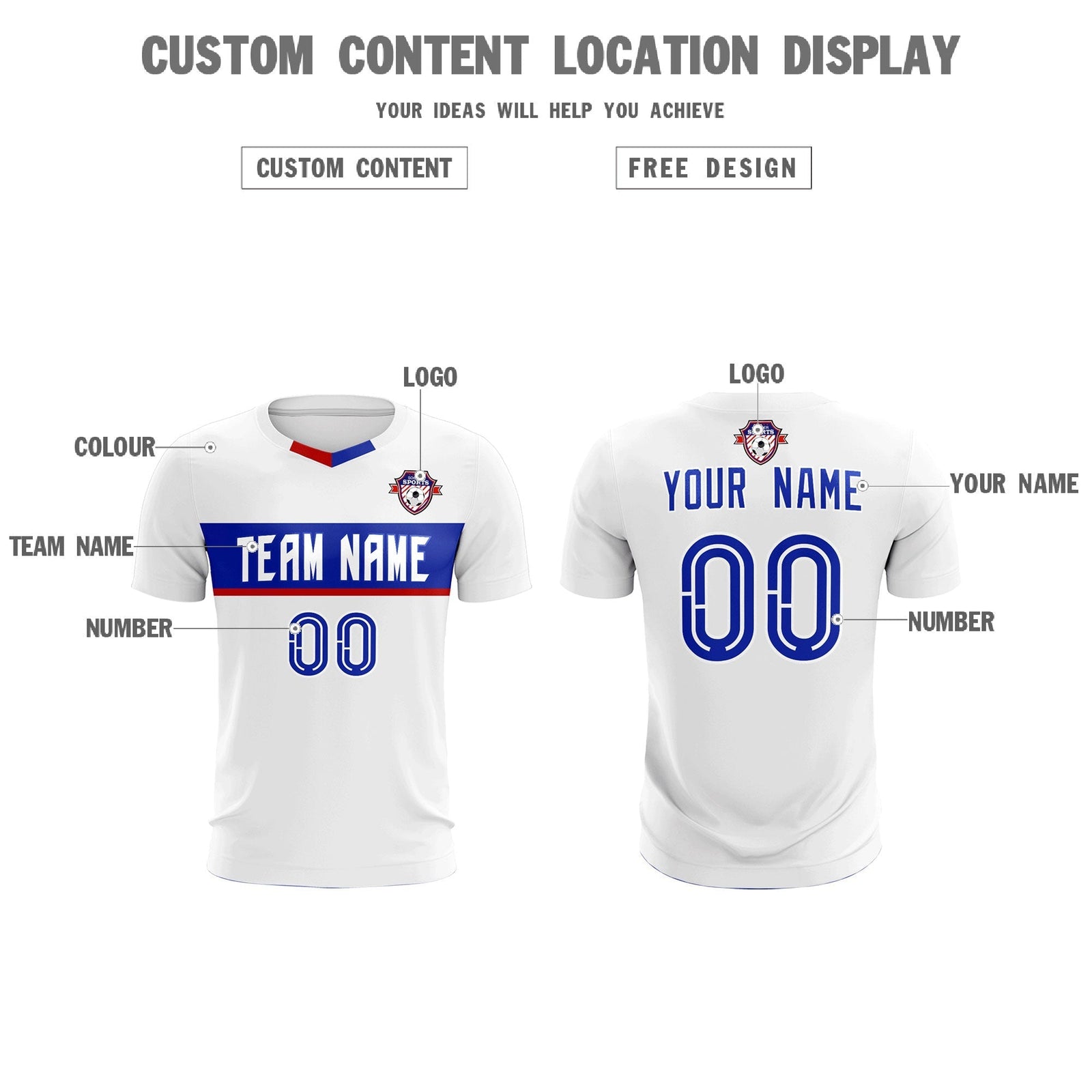 Custom White Classic Sports Sets Soccer Shirt Jersey