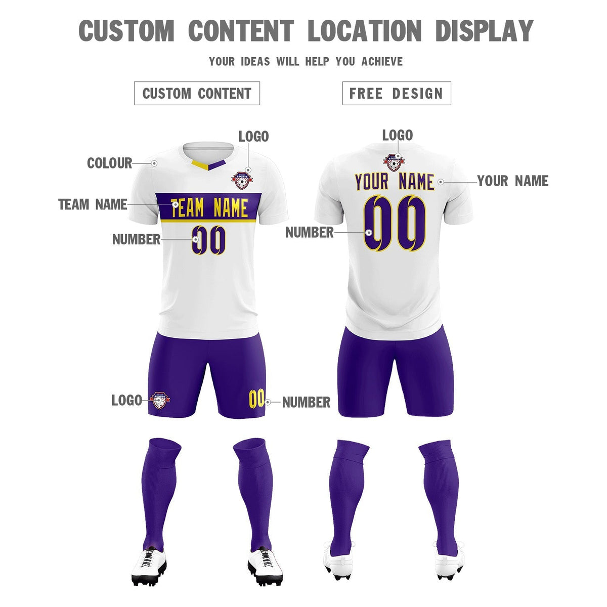 Custom White Classic Sports Sets Soccer Shirt Jersey