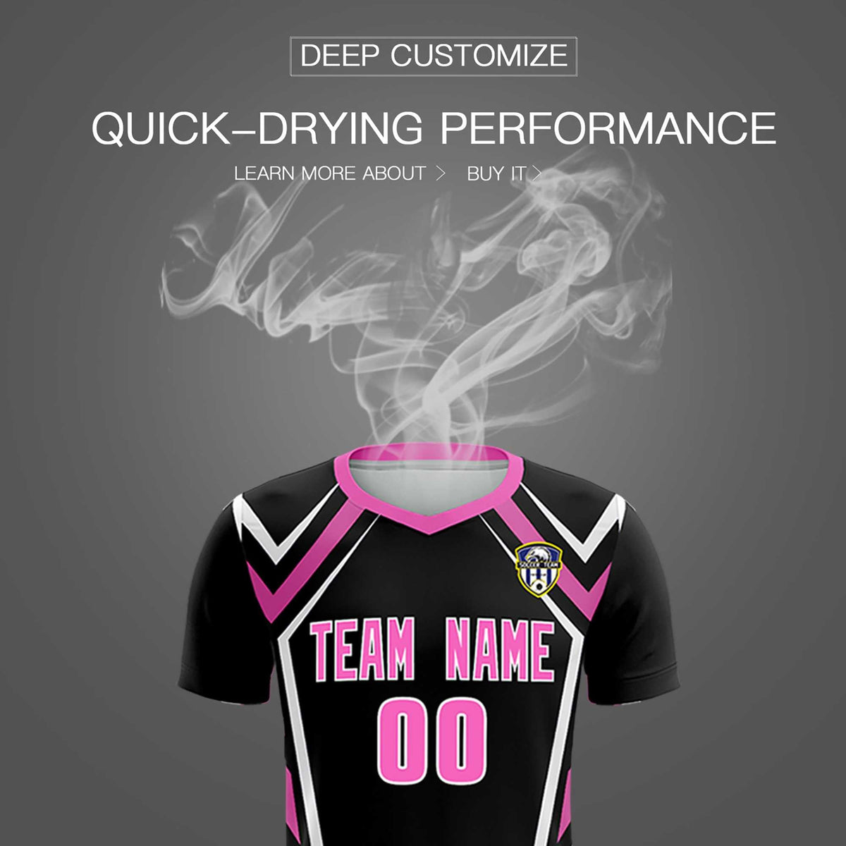 Custom Black Abstract Breathable Soccer Tops/Sets Jersey
