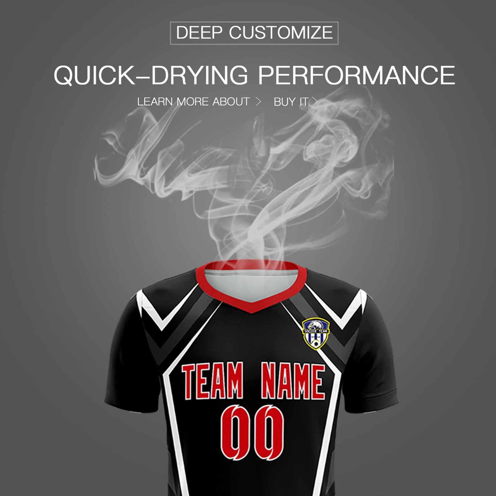 Custom Black Abstract Breathable Soccer Tops/Sets Jersey