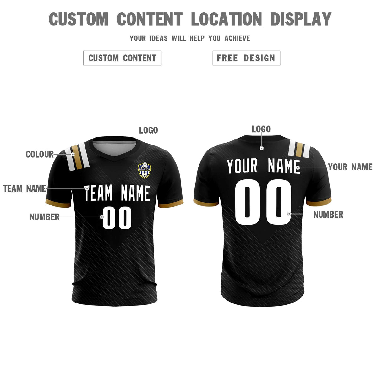 Custom Black Striped Sportswear Soccer Tops/Sets Jersey For Adults