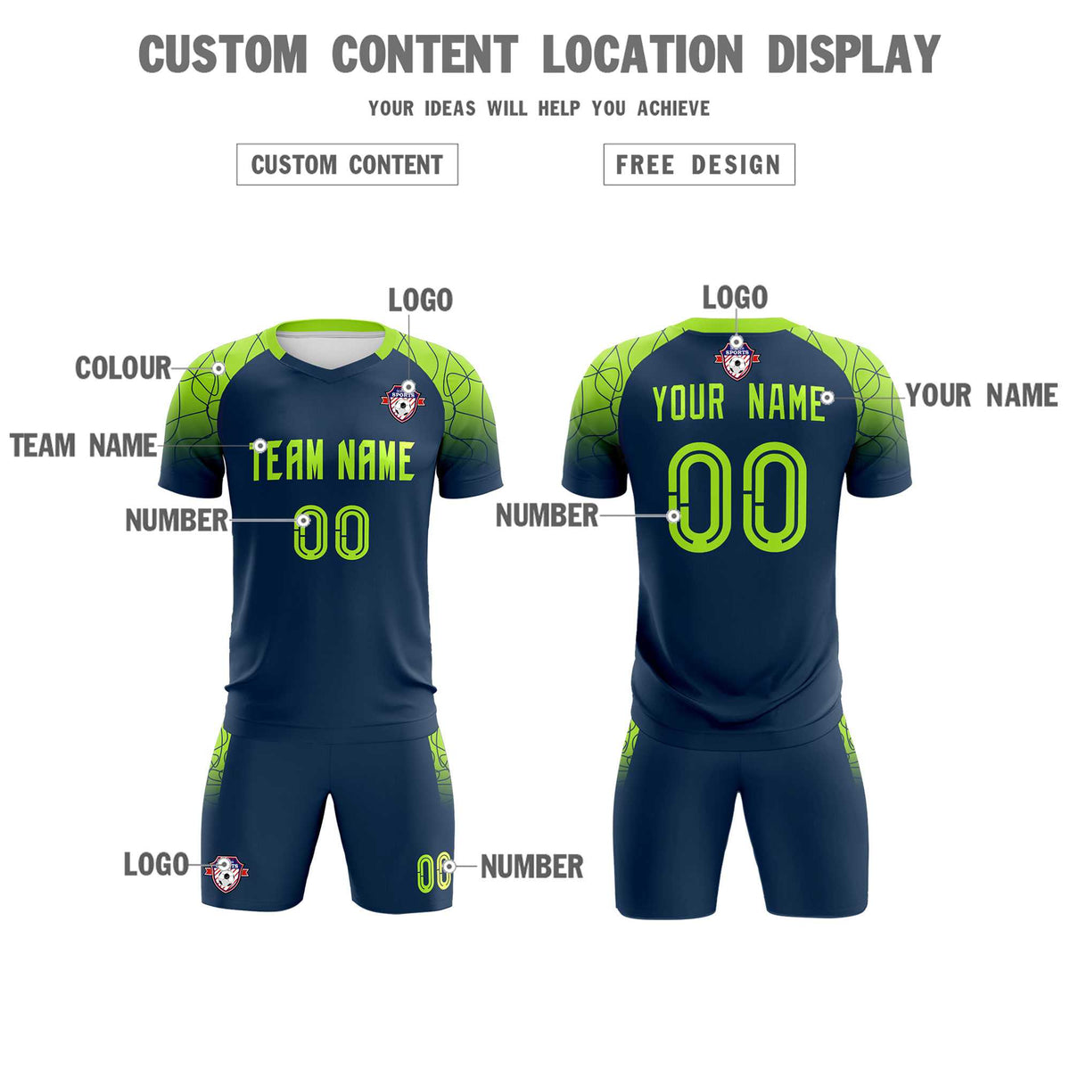 Custom Midnight Blue Classic Soccer Training Sets Jersey For Adults/Kids