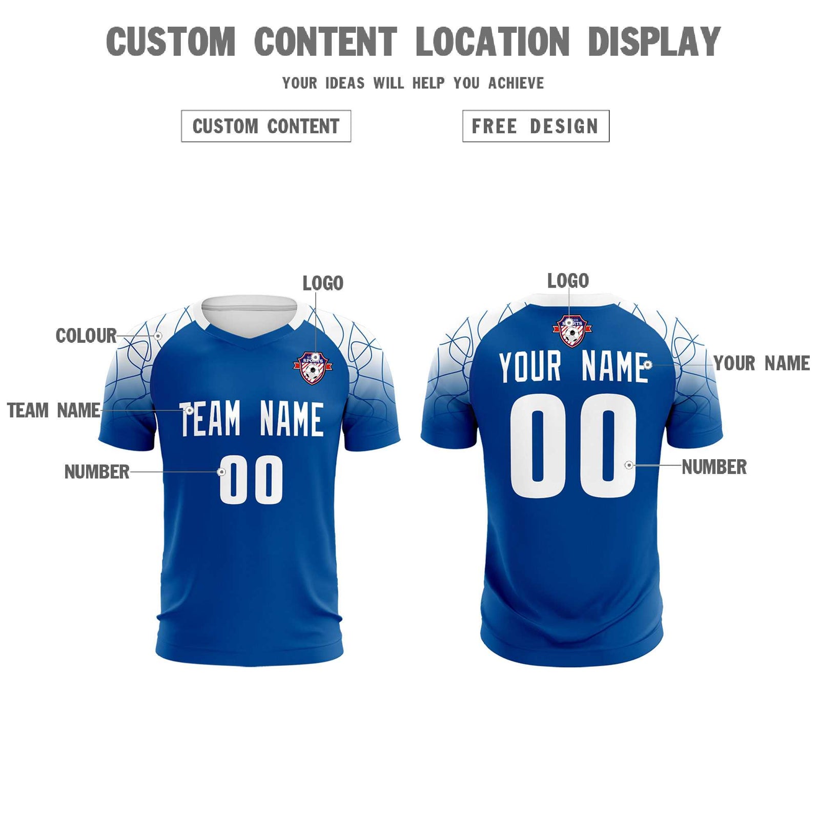 Custom Royal Classic Soccer Training Sets Jersey For Adults/Kids