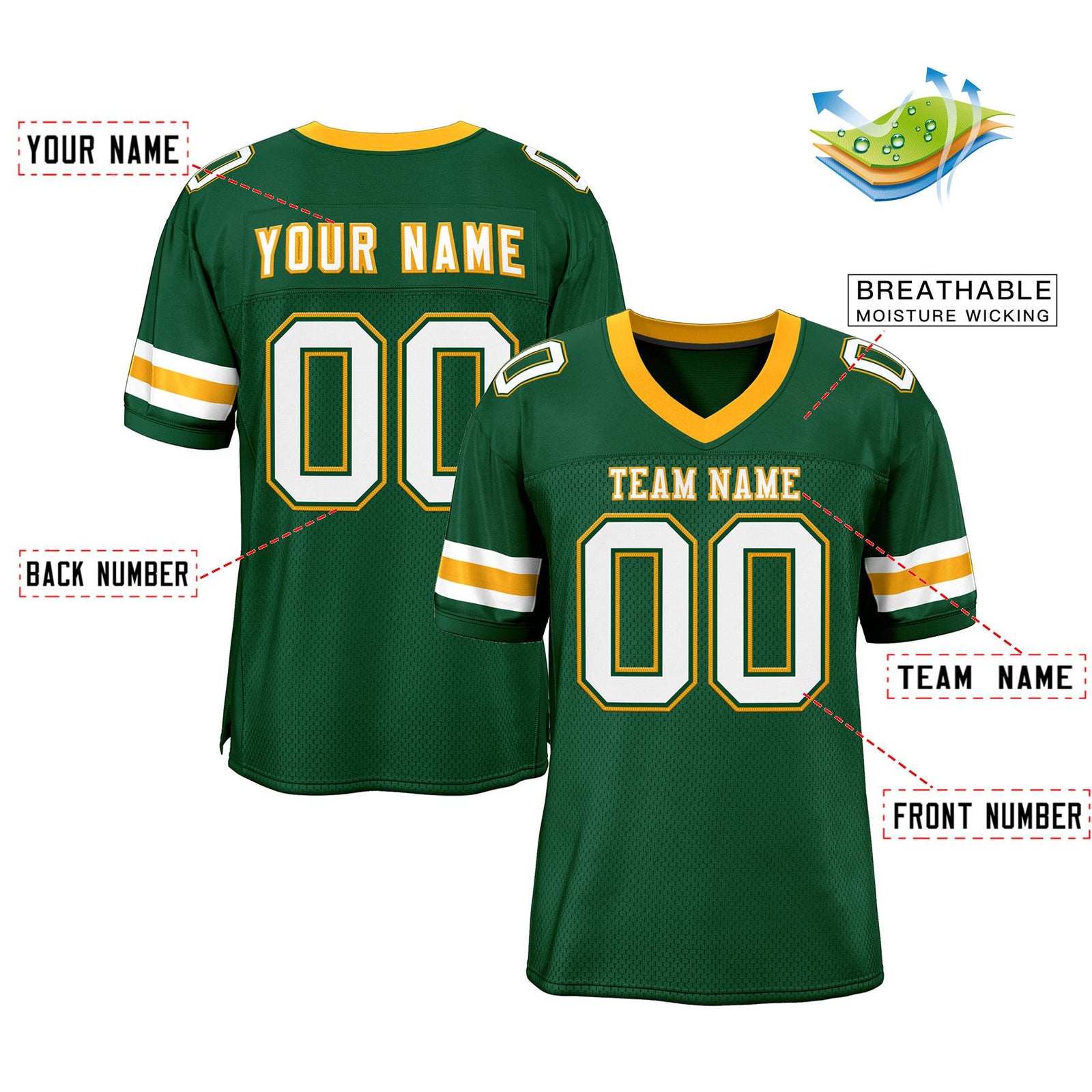 Custom Your Own Football Jersey with Personalized Name and Team Number