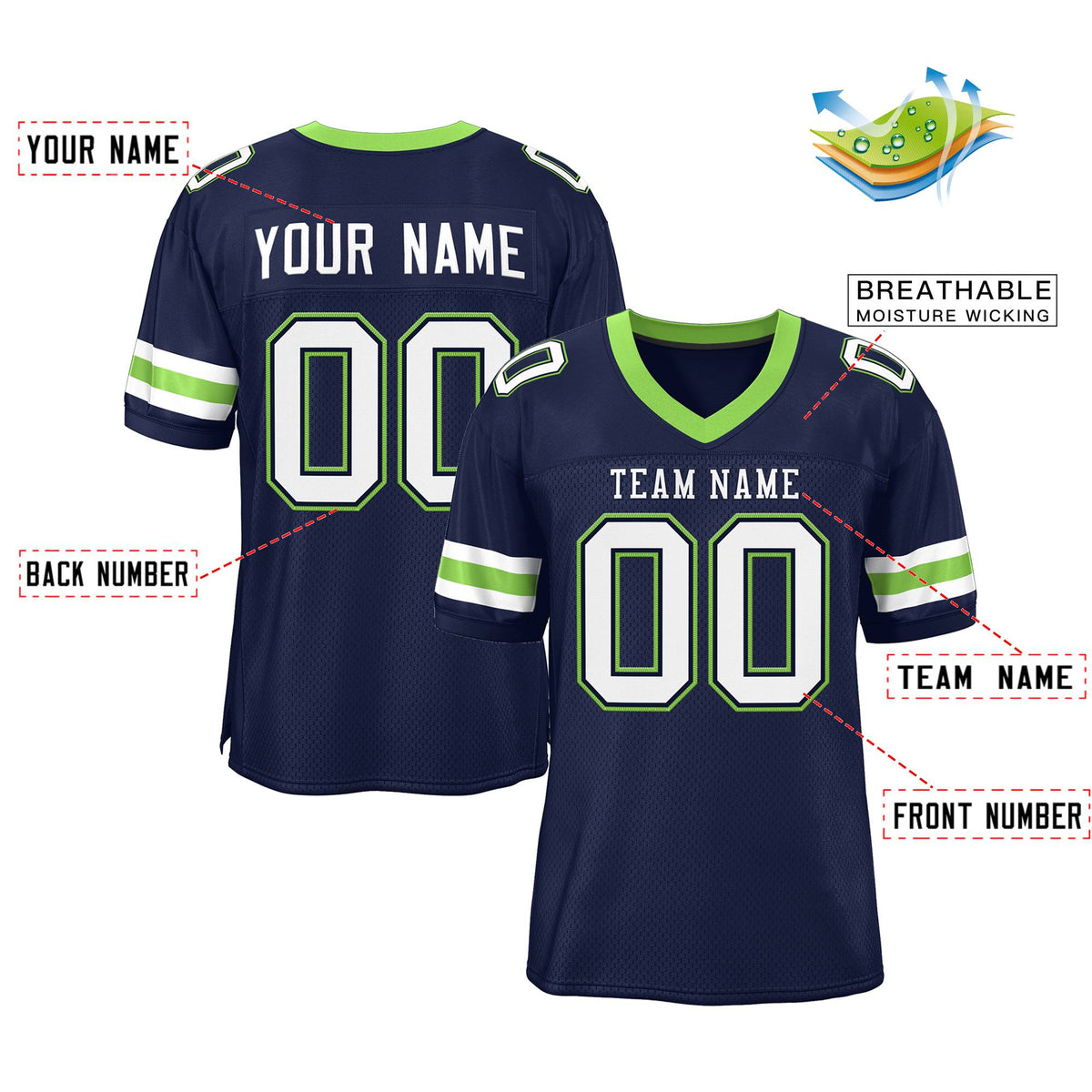 Custom Your Own Football Jersey with Personalized Name and Team Number