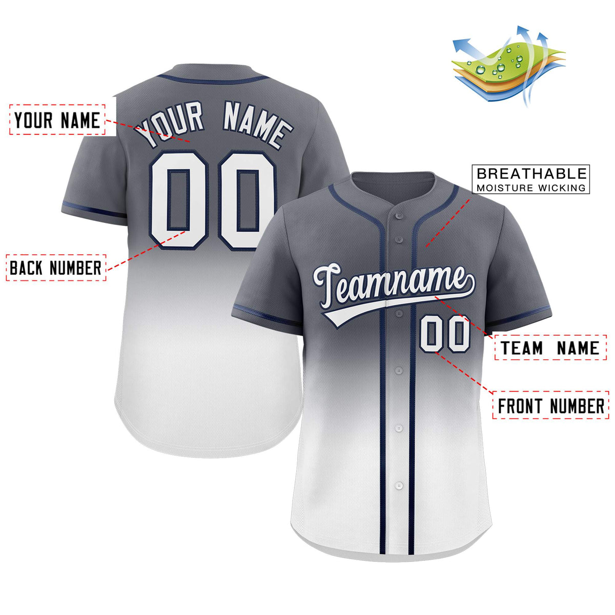 Custom Gradient Stitched Team Sport Shirts Personalized Baseball Jersey for Adults/Youth