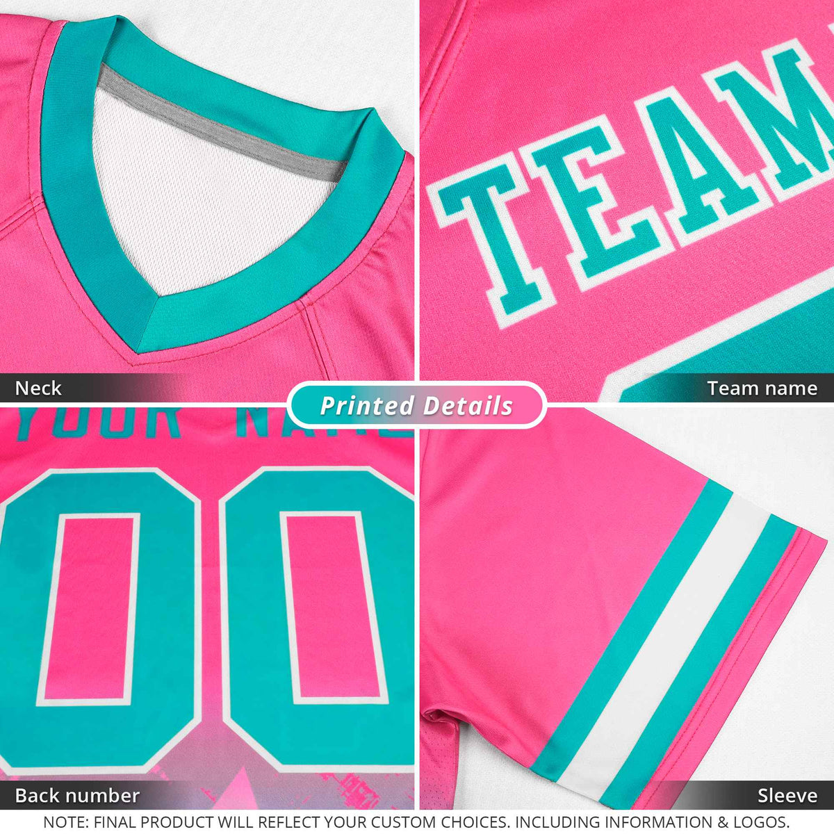 Custom Black Aqua Personalized Razr Stripe Graffiti Pattern Flag Football Jersey