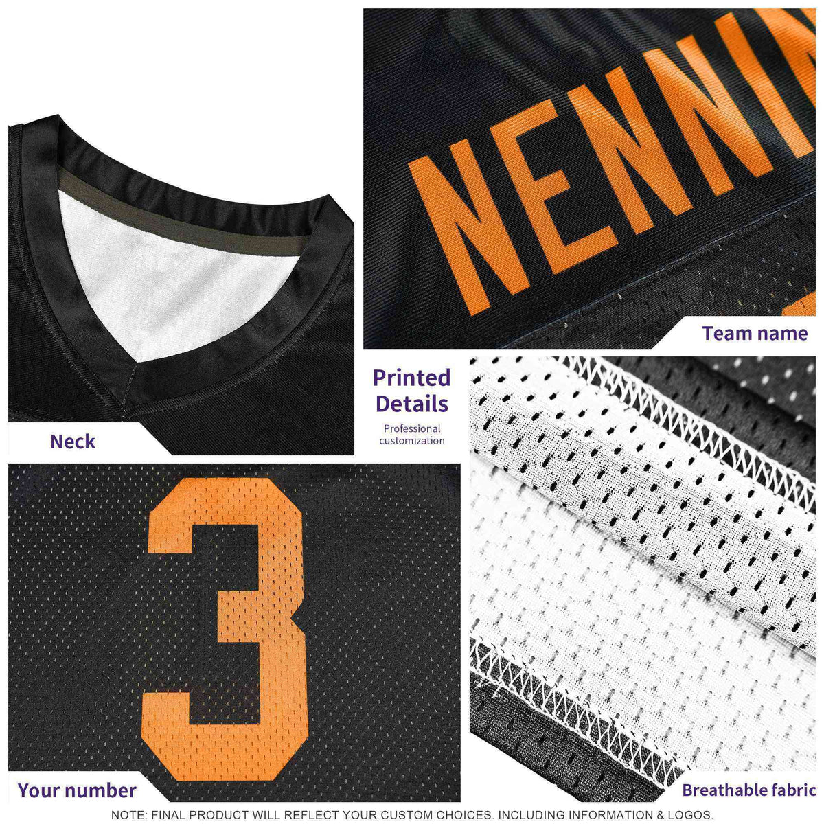 Custom Black Red Gradient Fashion Outdoor Flag Football Jersey