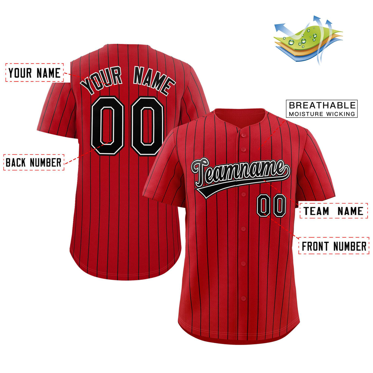 Custom Pinstripe Baseball Jerseys and Button-Down Shirts for Team Sports