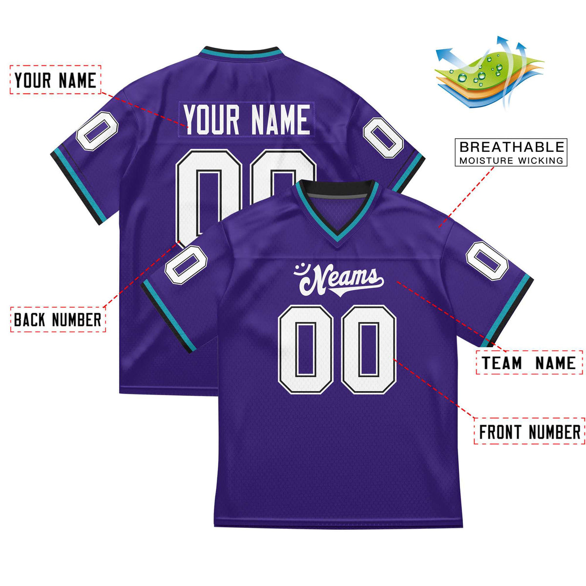 Custom Team Sports Stitched Football Jersey Personalized Practice Uniforms for Adults/Youth
