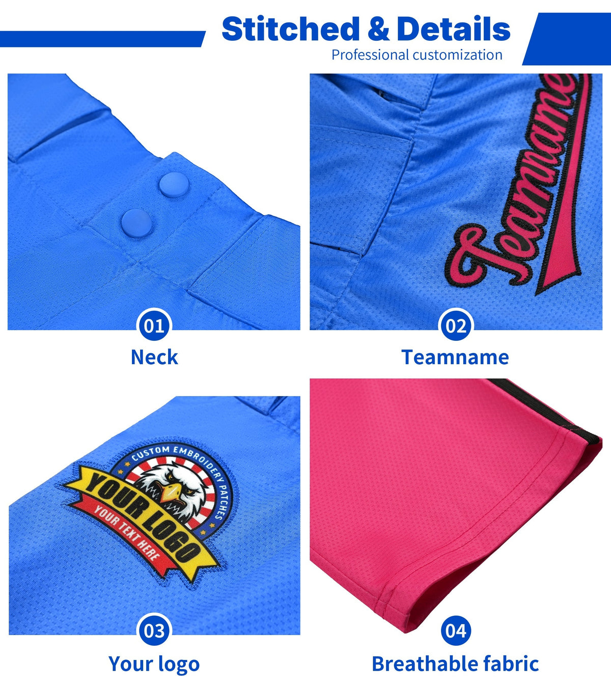 Custom Royal White Pinstripe Fit Stretch Practice Loose-fit Baseball Pants