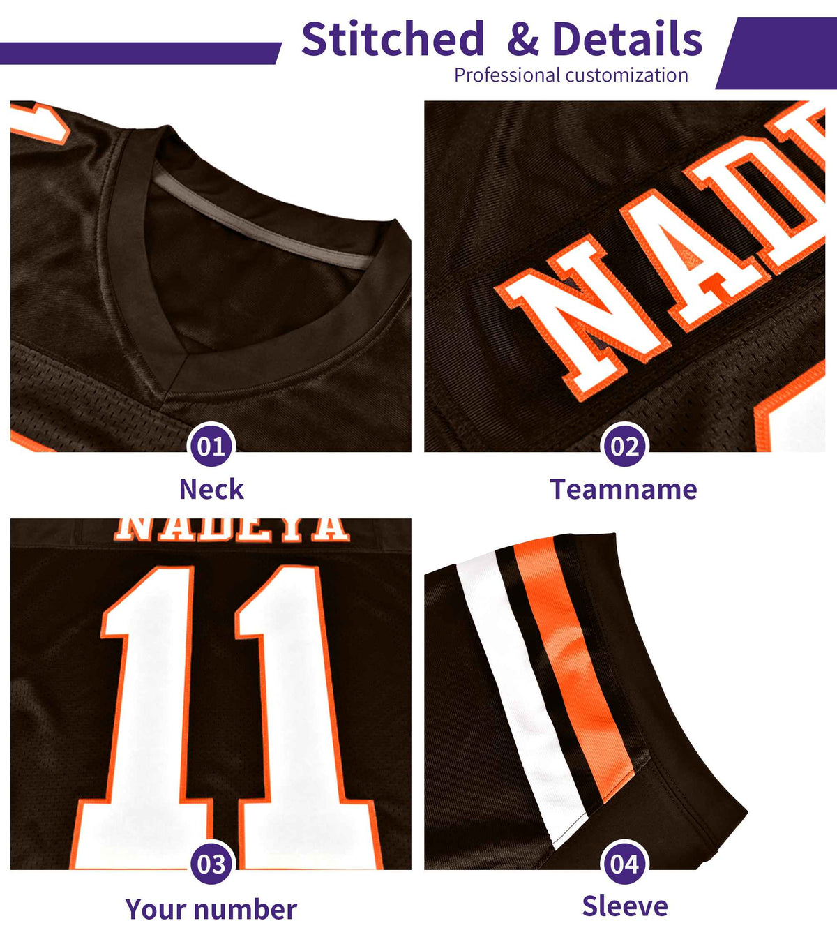 Custom Black White-Orange Classic Style Mesh Authentic Football Jersey